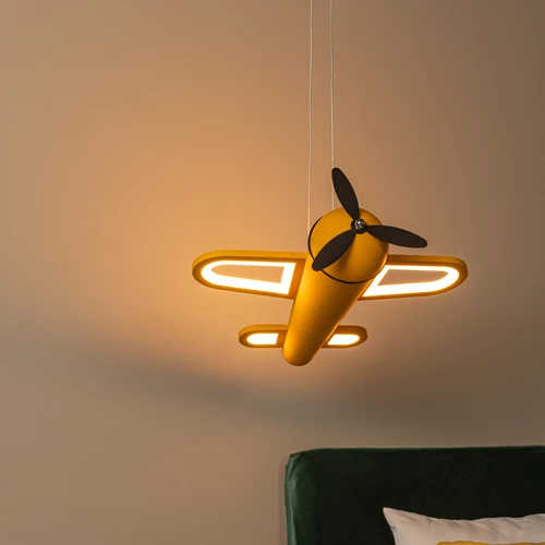 Lucide FOKKER - Pendelleuchten Kinderzimmer - LED - 1x28W 2500K - Gelb - Atmosphäre 1